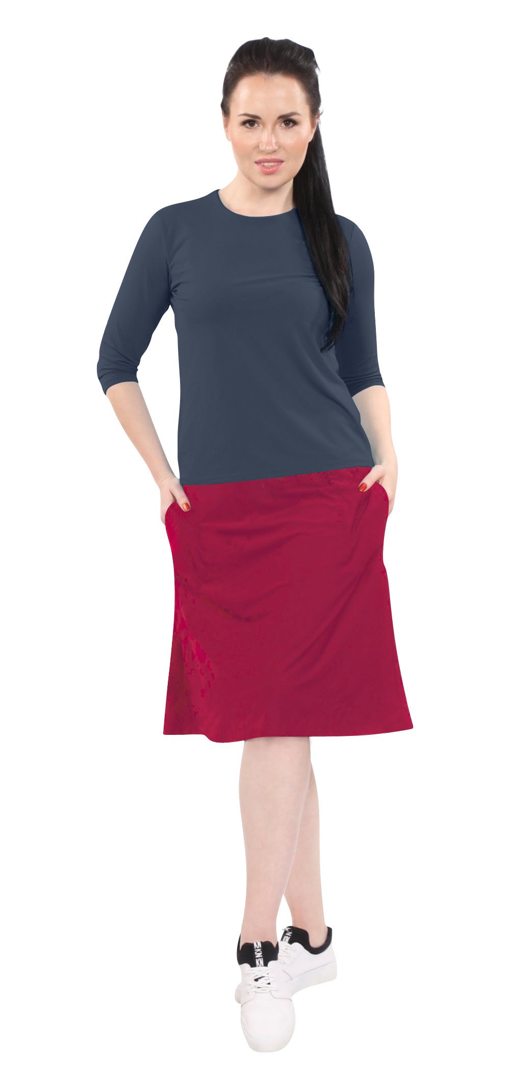Modest A-Line Athletic Skort with Knee-Length Shorts - Swim &amp; Sport Ready by Kosher Casual USA