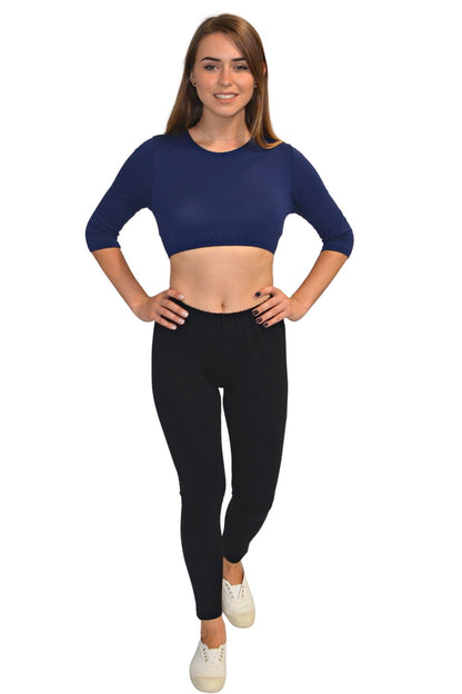 Comfortable Medium Weight Full Length Cotton Spandex Jersey Leggings by Kosher Casual USA