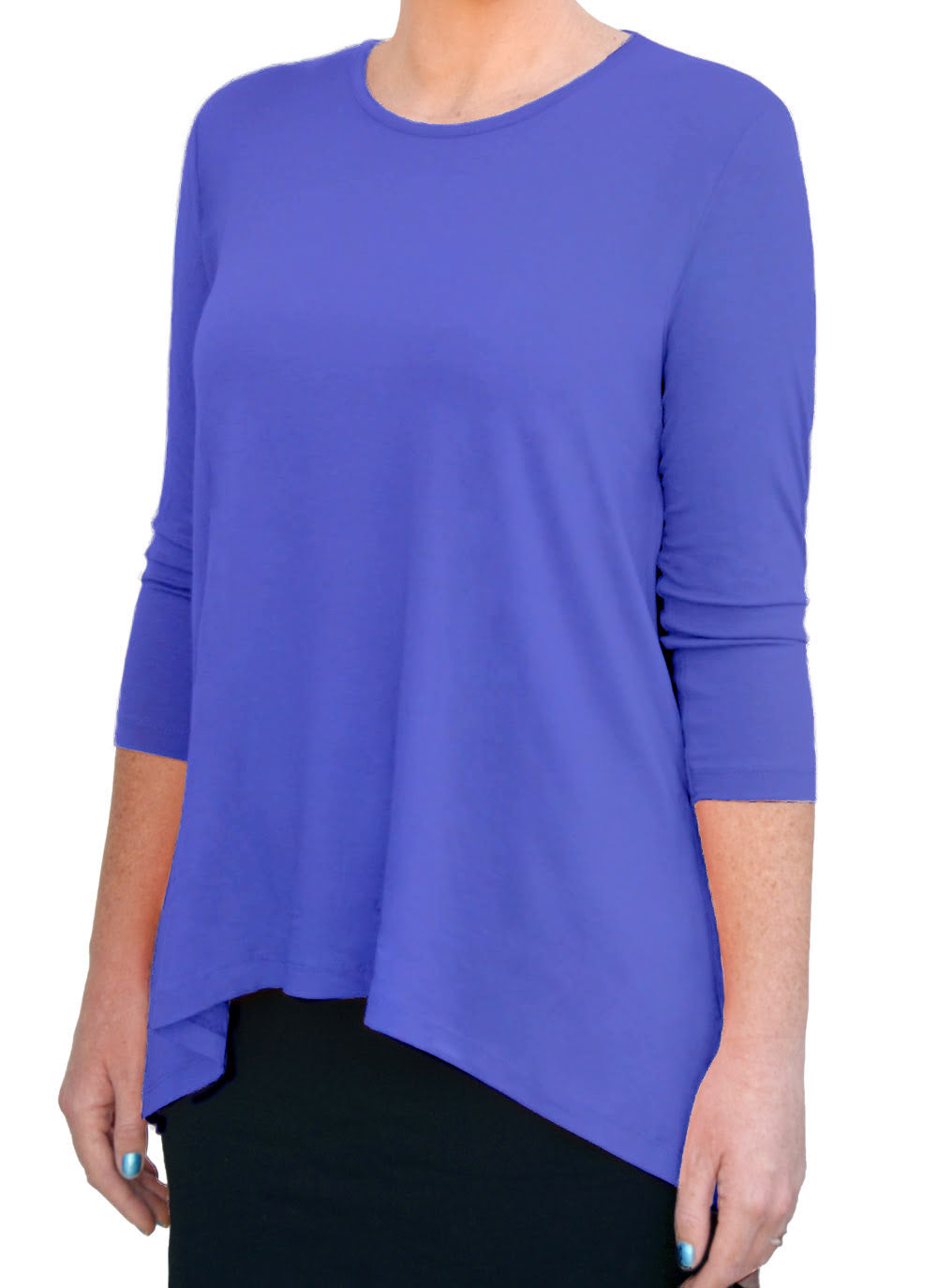 Hi-Lo Flowing 3/4 Sleeve Modest Tunic Top by Kosher Casual USA