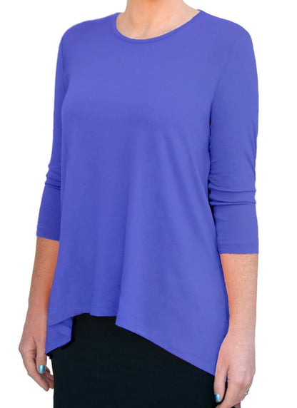 Hi-Lo Flowing 3/4 Sleeve Modest Tunic Top by Kosher Casual USA