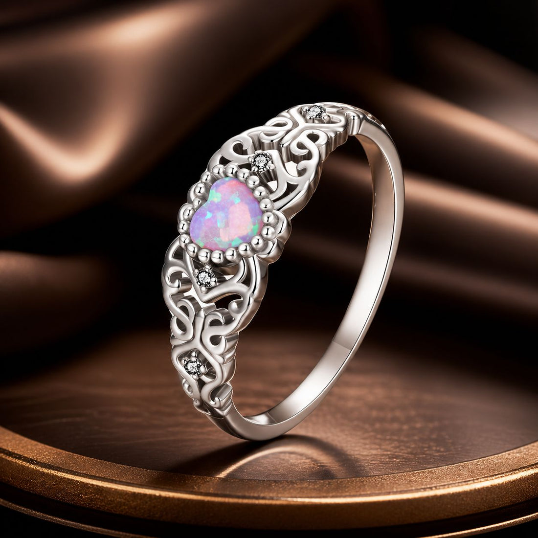 925 Sterling Silver Opal and CZ Stackable Ring in Size 6 for Women  DestGlow