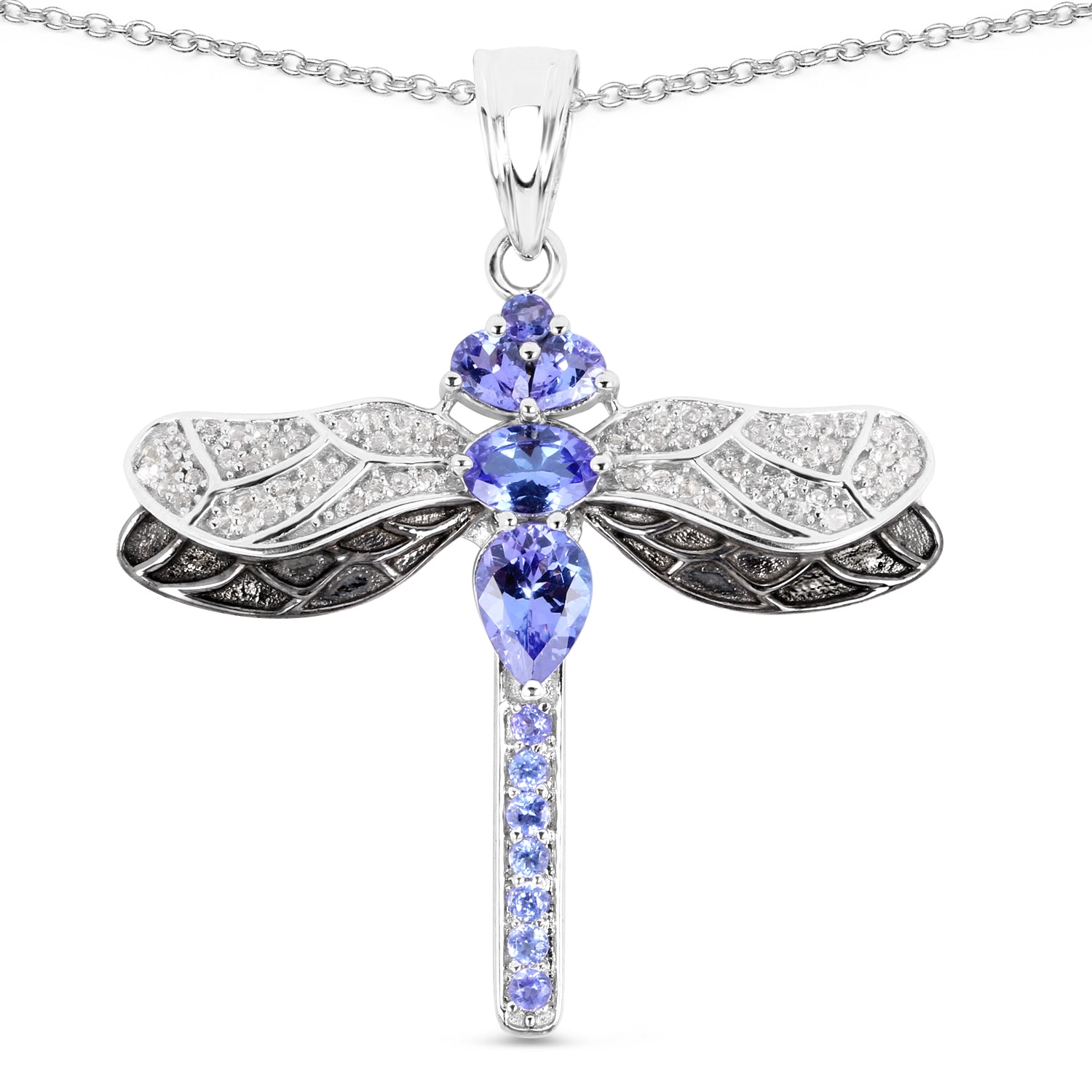 1.93 Carat Genuine Tanzanite and White Topaz .925 Sterling Silver Pendant by Bids.com