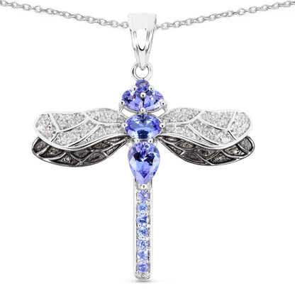 1.93 Carat Genuine Tanzanite and White Topaz .925 Sterling Silver Pendant by Bids.com