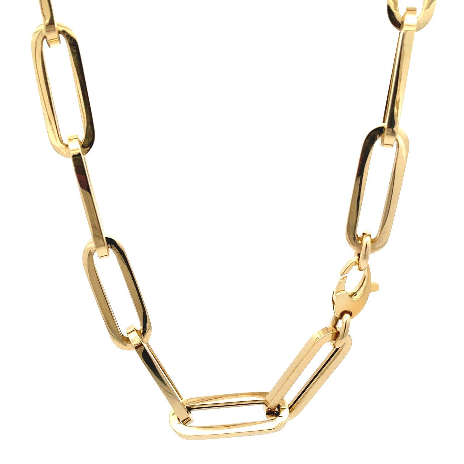 14k Yellow Gold Extra Wide Paperclip Chain Necklace by Bids.com