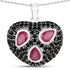 3.28 Carat Genuine Ruby and Black Spinel .925 Sterling Silver Pendant  DestGlow