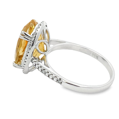 Natural 5.17ct Citrine Diamond Ring 14KT White Gold by Bids.com