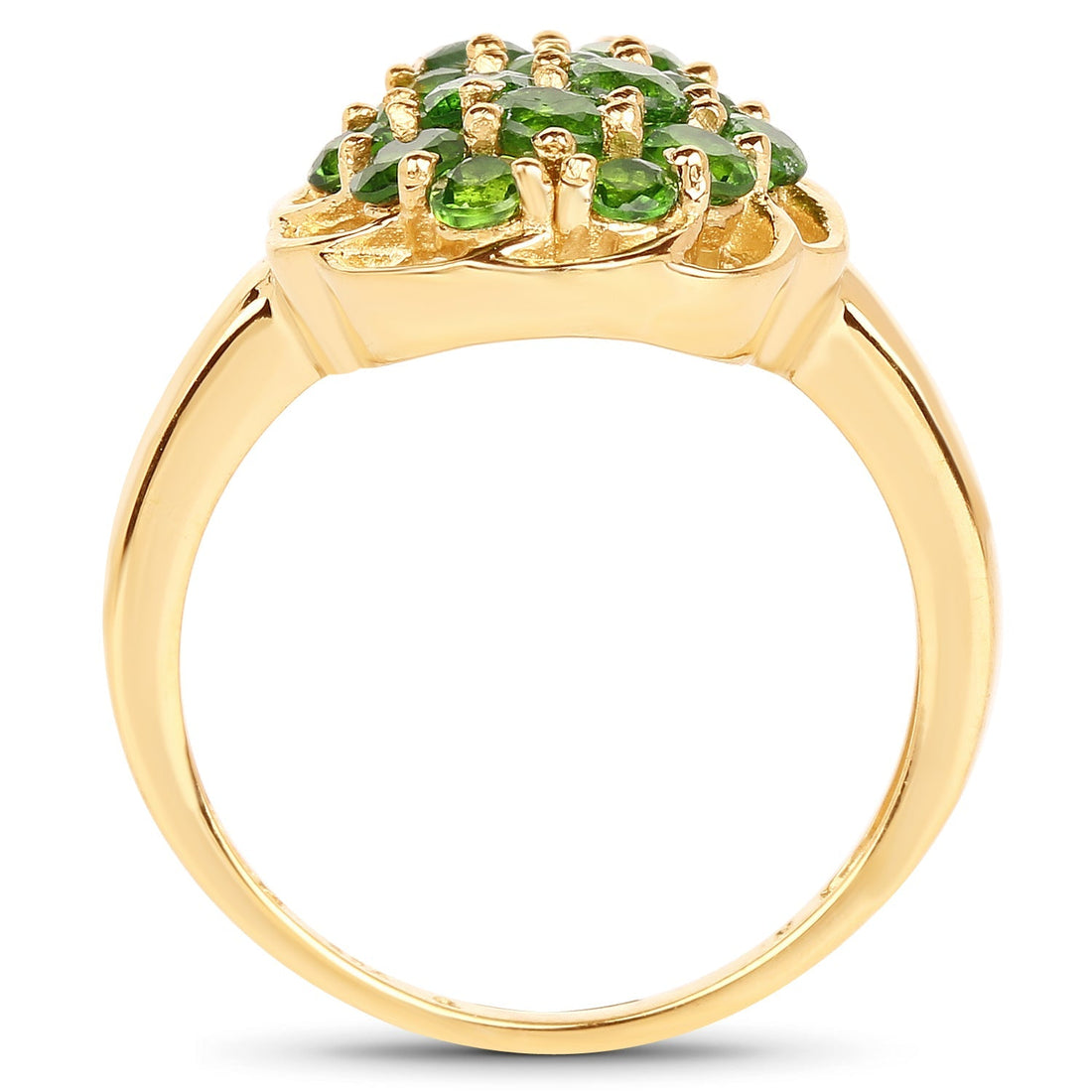 14K Yellow Gold Plated 1.71 Carat Genuine Chrome Diopside .925 Sterling Silver Ring  DestGlow