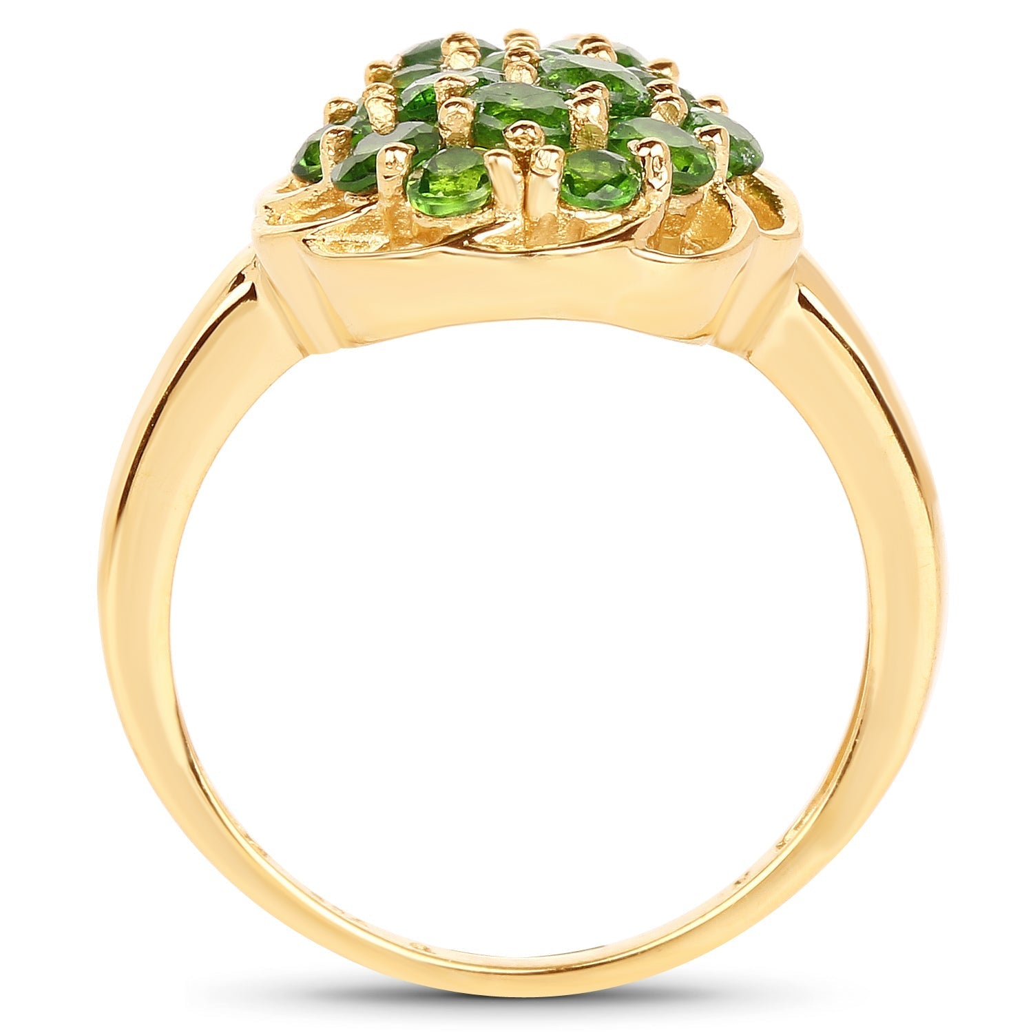 14K Yellow Gold Plated 1.71 Carat Genuine Chrome Diopside .925 Sterling Silver Ring  DestGlow