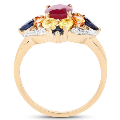 14K Yellow Gold Plated 3.76 Carat Genuine Multi Stone .925 Sterling Silver Ring by Bids.com