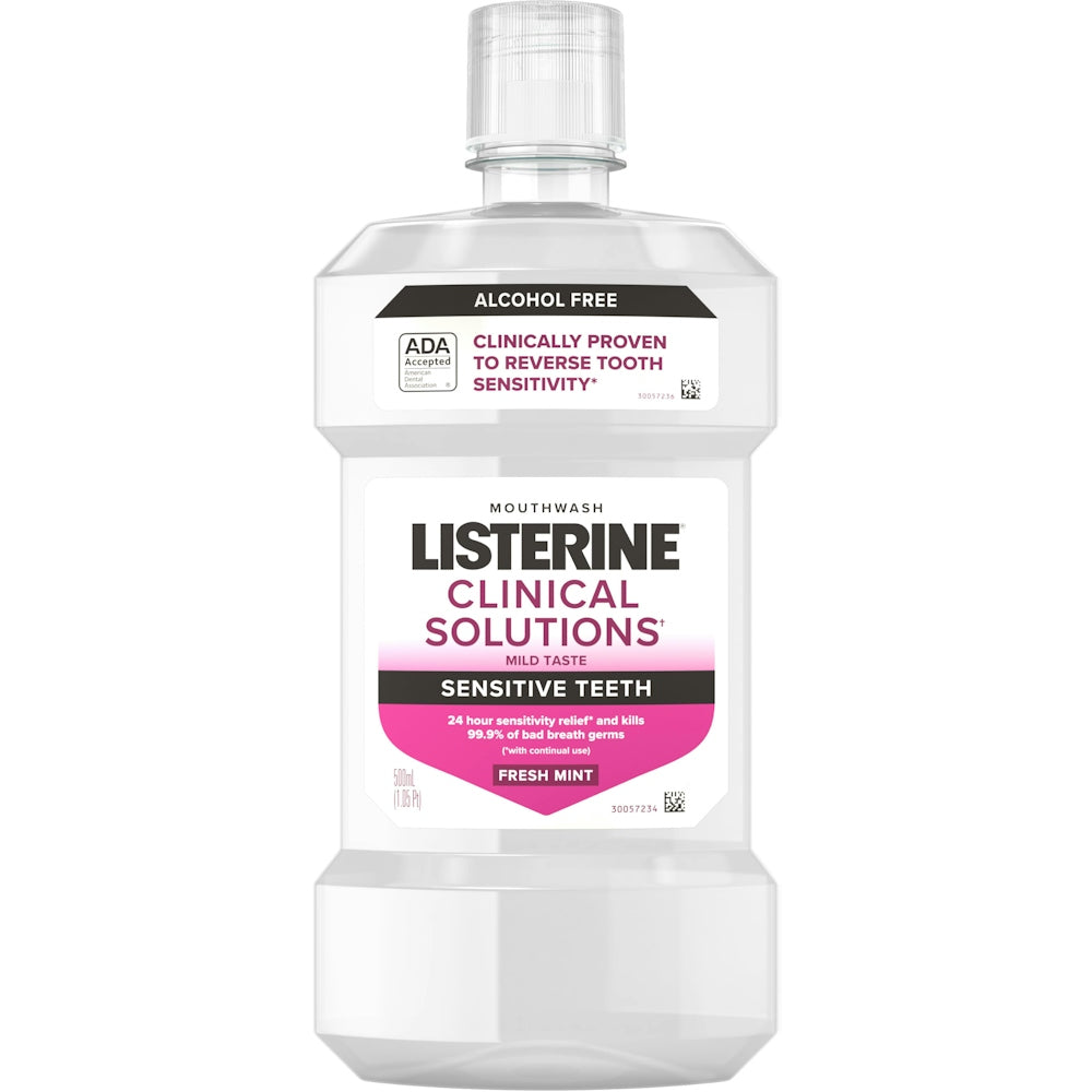 Listerine Clinical Solutions Sensitive Teeth Mouthwash, Mint, 500 mL by Pasteur Pharmacy