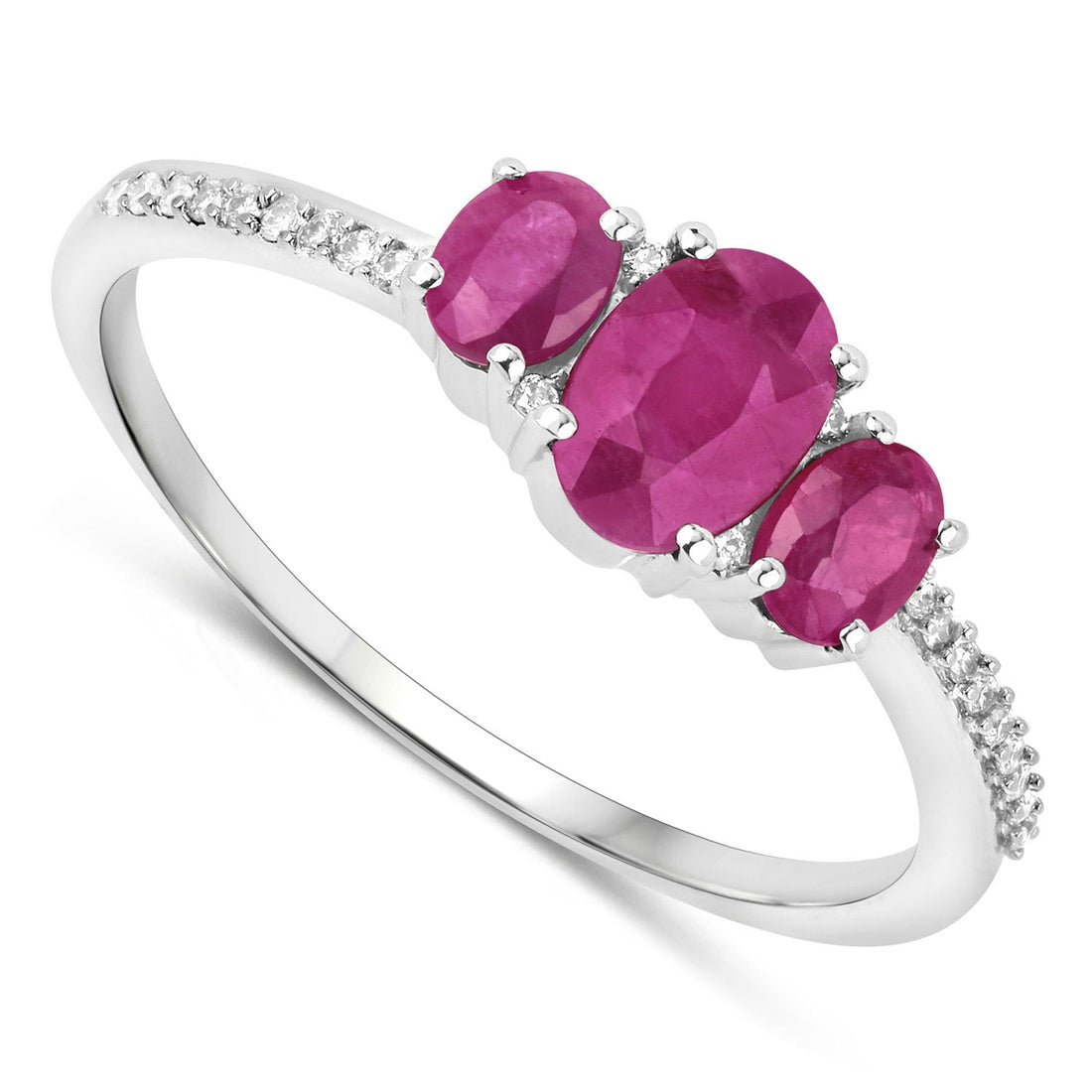1.02 Carat Genuine Ruby and White Diamond 14K White Gold Ring by Bids.com