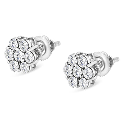 14K White Gold 1/2 cttw Round-Cut Diamond Floral Stud Earrings (I-J Color, SI2-I1 Clarity) by Bids.com