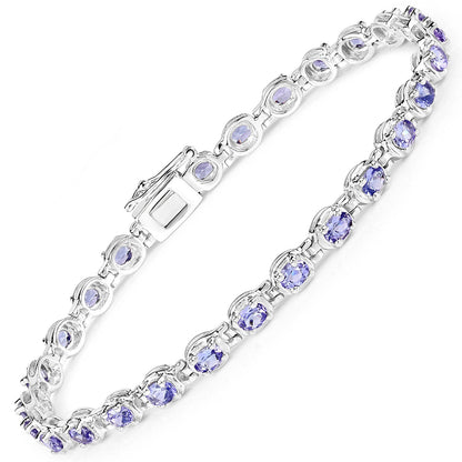 4.59 Carat Genuine Tanzanite .925 Sterling Silver Bracelet  DestGlow