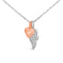 14K Rose Gold Plated Sterling Silver 1/10 Cttw Diamond Heart & Wing Pendant Necklace by Bids.com