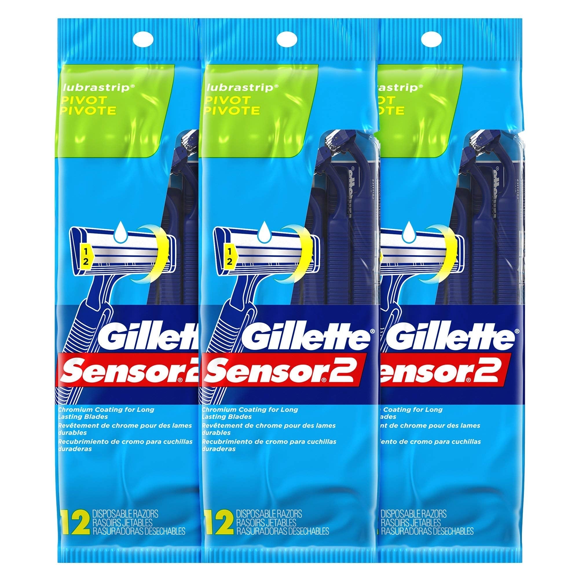 Gillette Sensor 2 Lubrastrip Pivot Disposable Razors by Pasteur Pharmacy