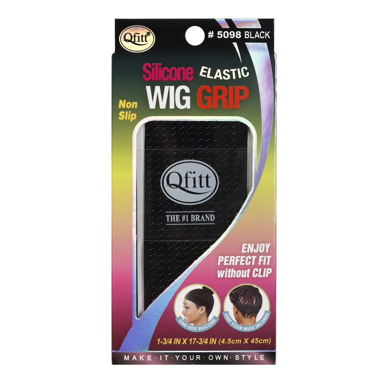 Qfitt EBO Silicone Elastic Wig Grip, Non-Slip, Black 