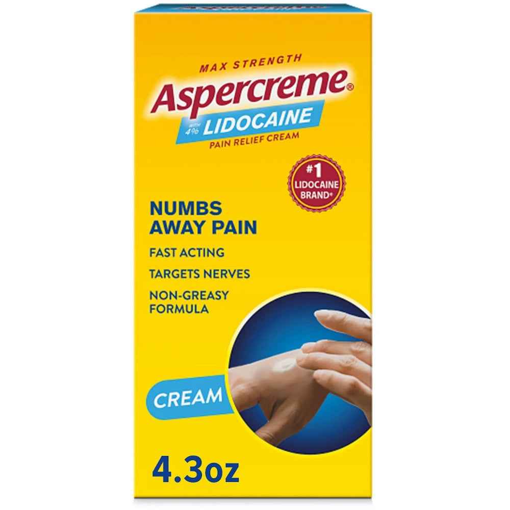 Aspercreme Max Strength Pain Relief Cream With 4% Lidocaine 4.3 Oz Box