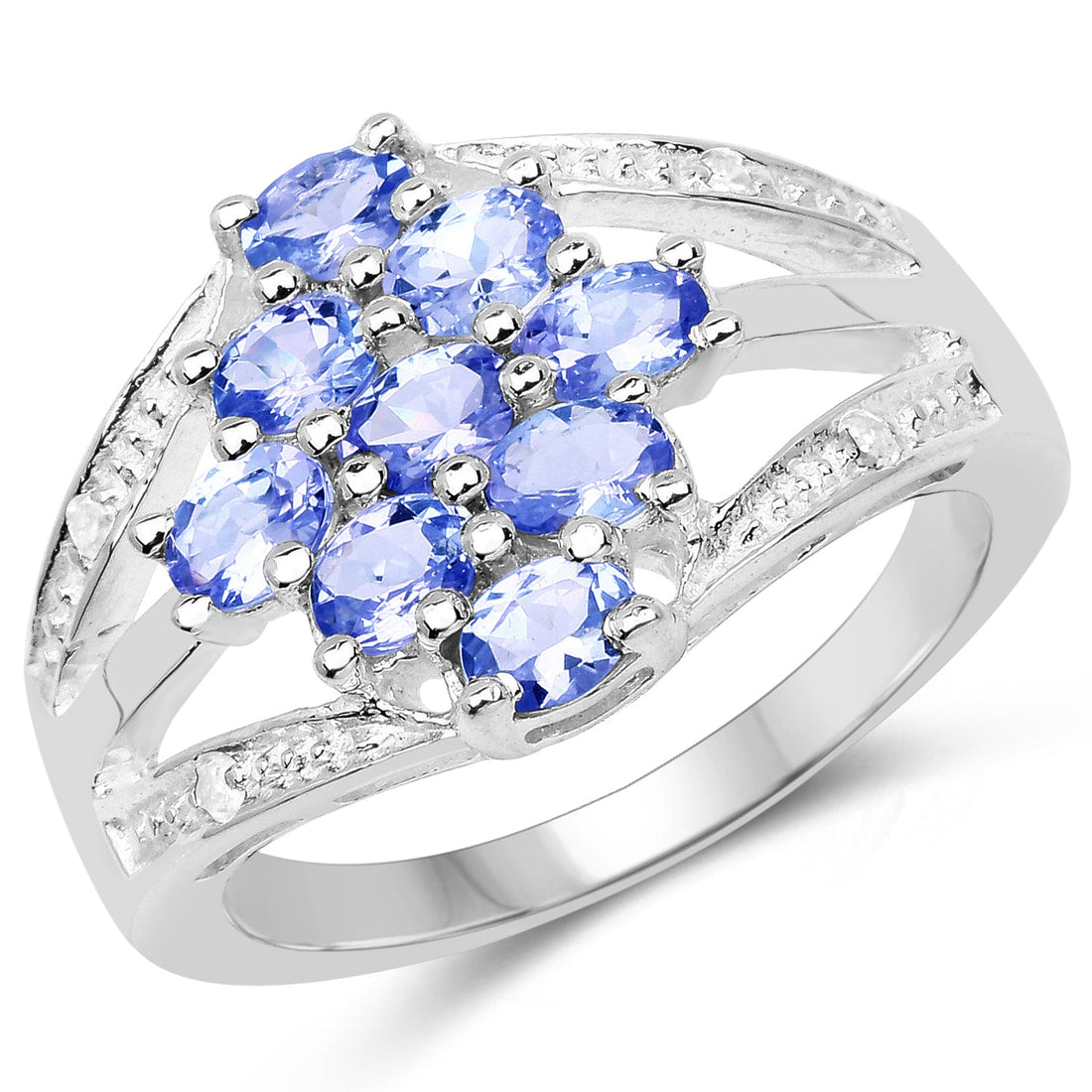 1.59 Carat Genuine Tanzanite and White Topaz .925 Sterling Silver Ring by Bids.com