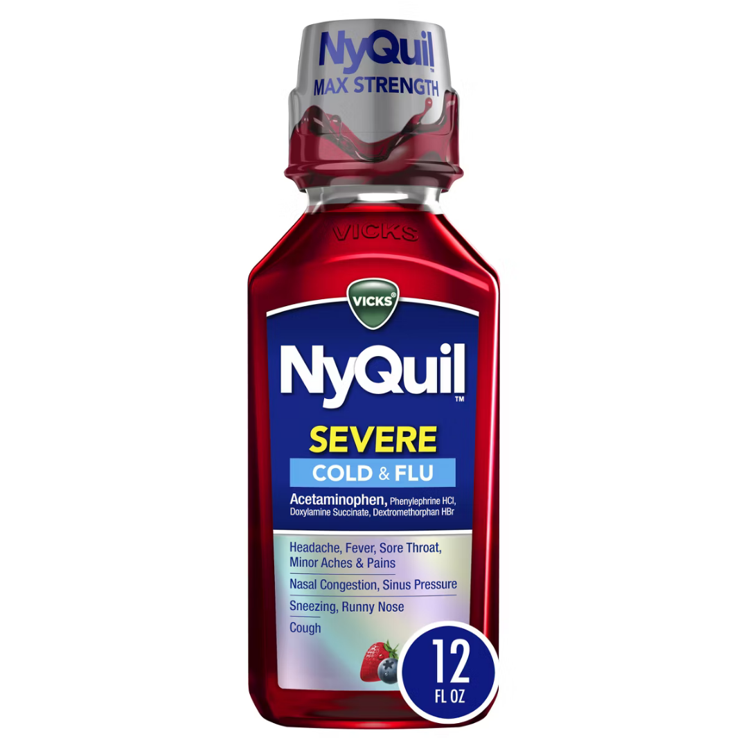Vicks NyQuil Severe Cold &amp; Flu Relief Liquid Berry (12oz) by Farmacias Savia