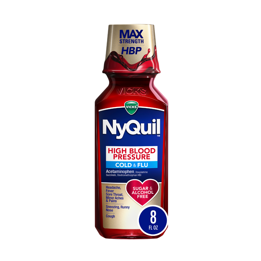 Vicks NyQuil HBP Nighttime Cold &amp; Flu Liquid (8oz) by Farmacias Savia