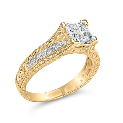 14K Yellow Gold 1.0 Cttw Princess Composite Diamond Engagement Ring (G-H Color, VS1-VS2 Clarity) - Size 7 by Bids.com