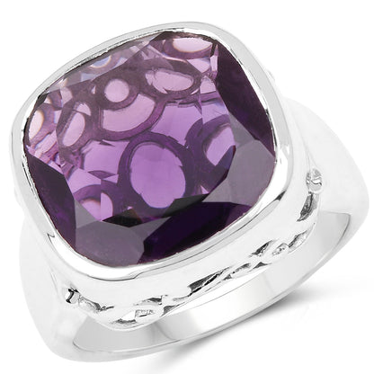 9.00 Carat Genuine Amethyst .925 Sterling Silver Ring  DestGlow