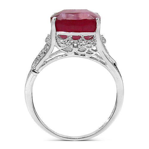 4.20 ct. t.w. Glass Filled Ruby and White Topaz Ring in Sterling Silver by Bids.com