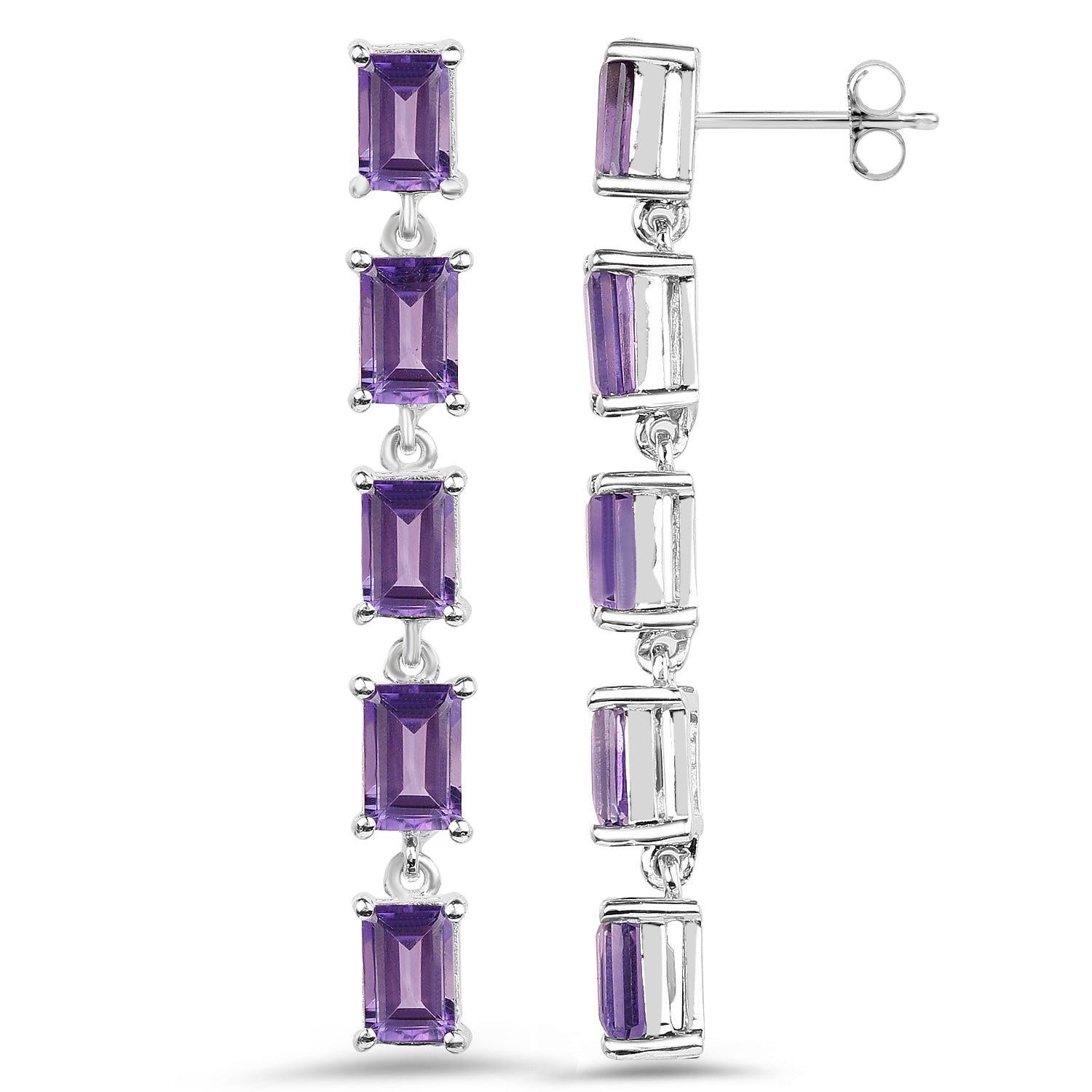 5.50 Carat Genuine Amethyst .925 Sterling Silver Earrings  DestGlow