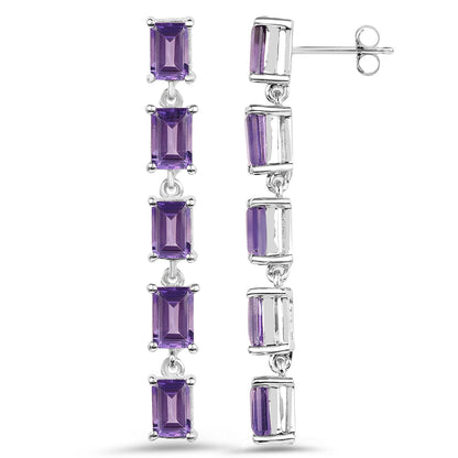 5.50 Carat Genuine Amethyst .925 Sterling Silver Earrings  DestGlow