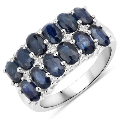 2.80 Carat Genuine Blue Sapphire and White Topaz .925 Sterling Silver Ring by Bids.com