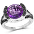3.24 Carat Genuine Amethyst & Black Diamond .925 Sterling Silver Ring by Bids.com