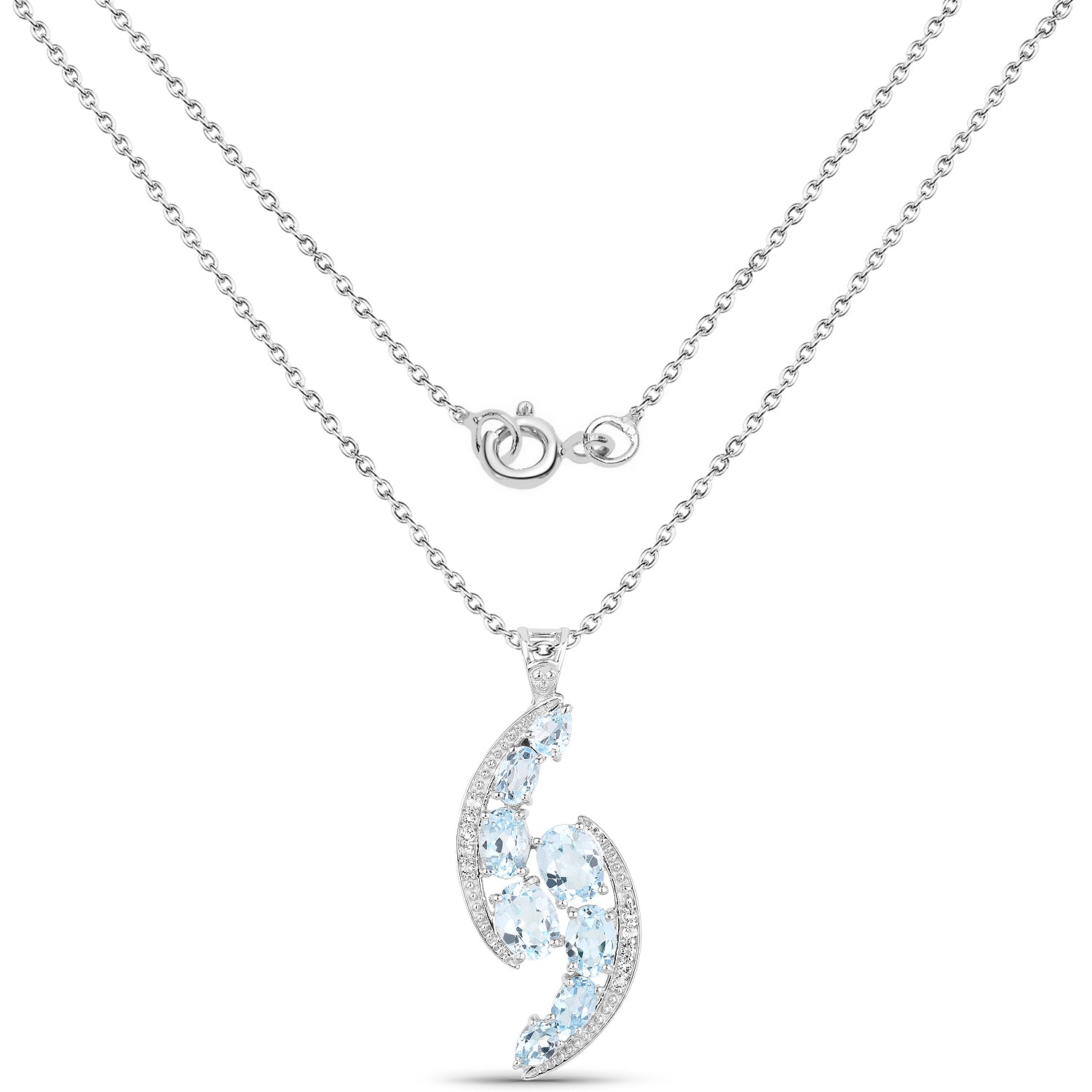 7.27 Carat Genuine Blue Topaz and White Topaz .925 Sterling Silver Pendant by Bids.com