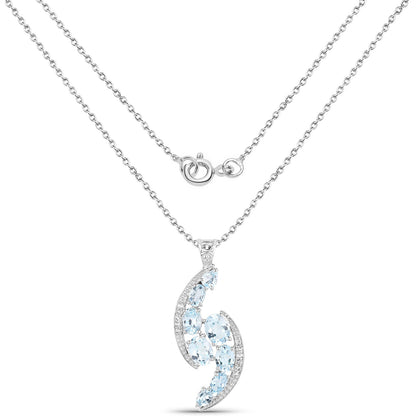 7.27 Carat Genuine Blue Topaz and White Topaz .925 Sterling Silver Pendant by Bids.com