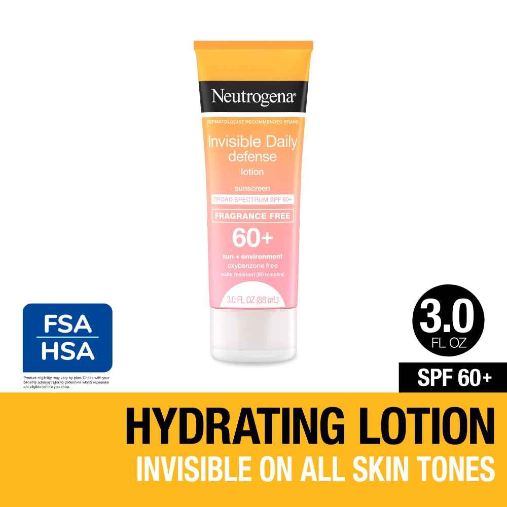 Neutrogena Invisible Daily Defense Sunscreen Lotion, SPF 60+, 3 Oz