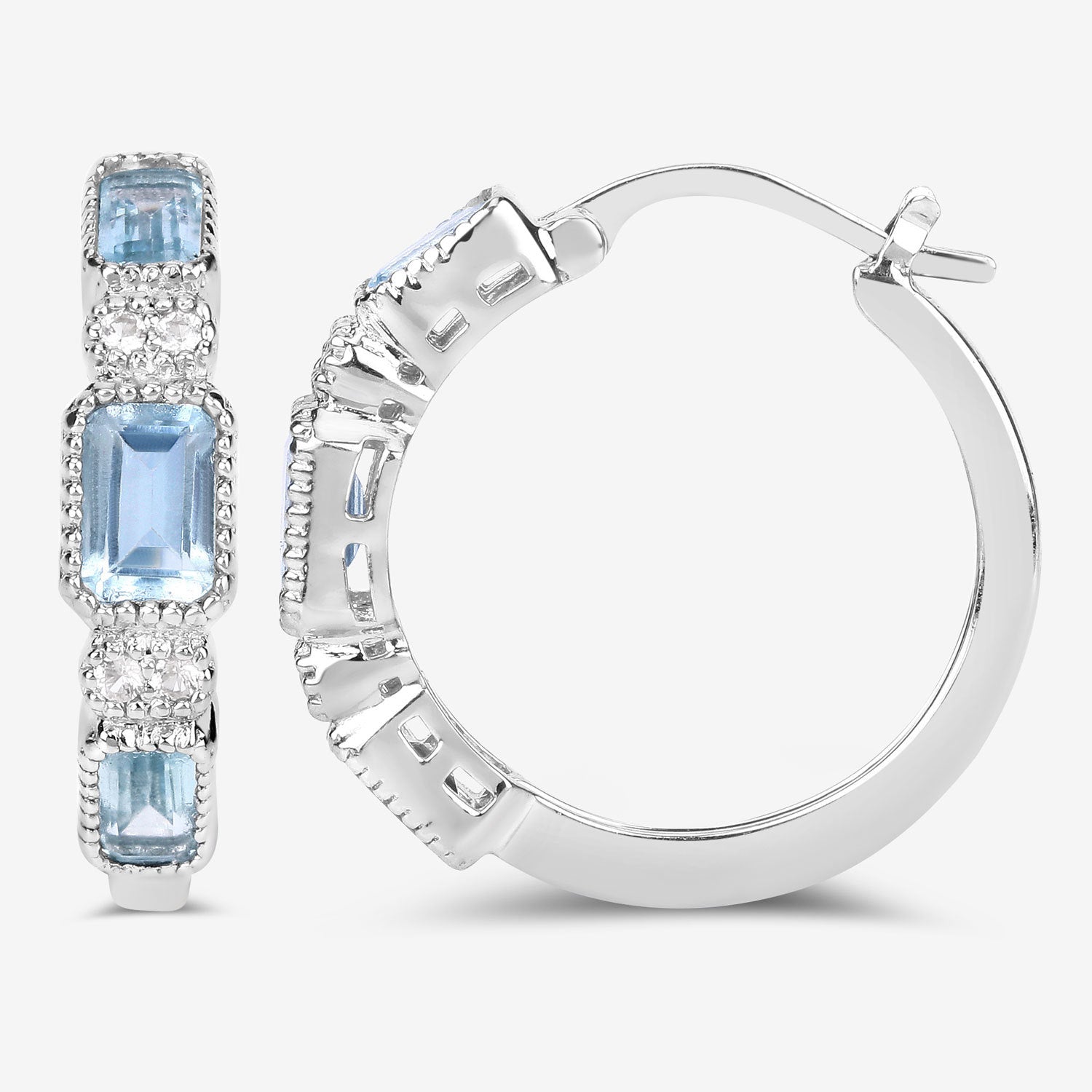 2.66 Carat Genuine Blue Topaz and White Topaz .925 Sterling Silver Earrings  DestGlow