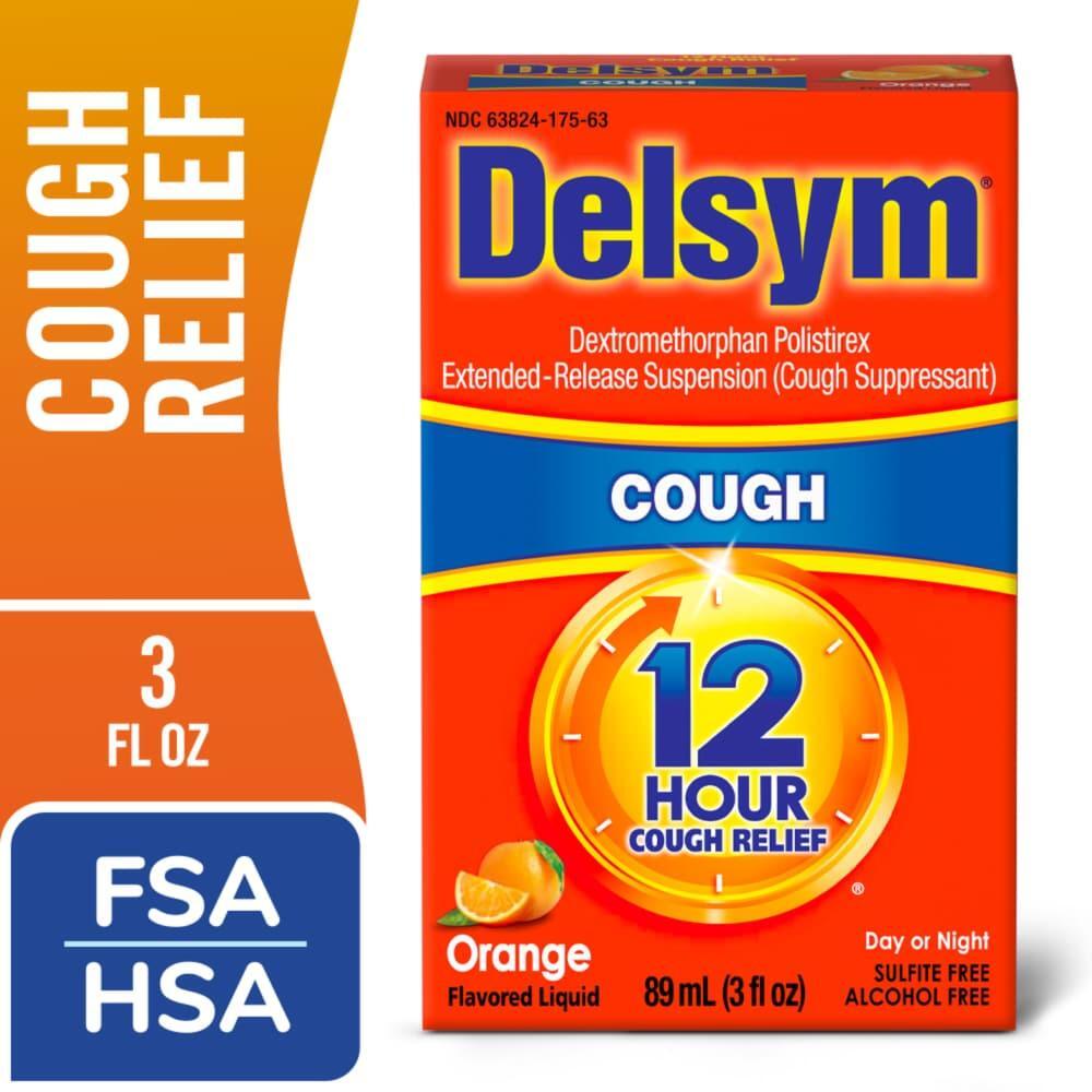 Delsym Cough Relief, 12 Hour, Liquid, Orange Flavored 89 Ml by Pasteur Pharmacy