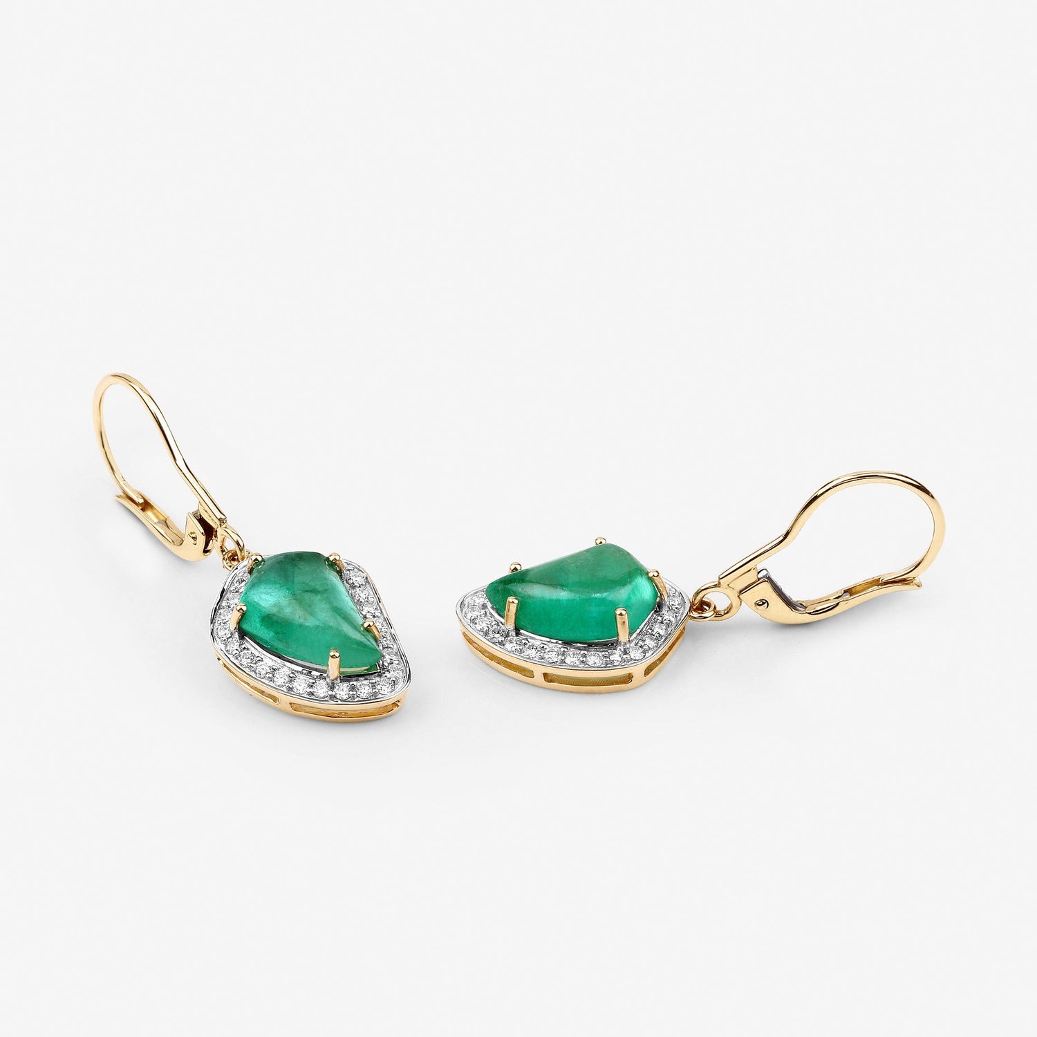 6.40 Carat Genuine Colombian Emerald and White Diamond 14K Yellow Gold Earrings by Bids.com