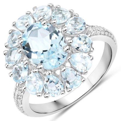 14.02 Carat Genuine Blue Topaz and White Topaz .925 Sterling Silver 3 Piece Jewelry Set (Ring, Earrings, and Pendant w/ Chain) by Bids.com