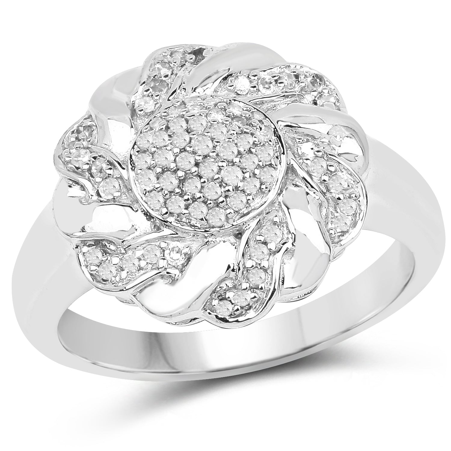 14K Yellow Gold Plated 0.28 Carat Genuine White Diamond .925 Sterling Silver Ring by Bids.com