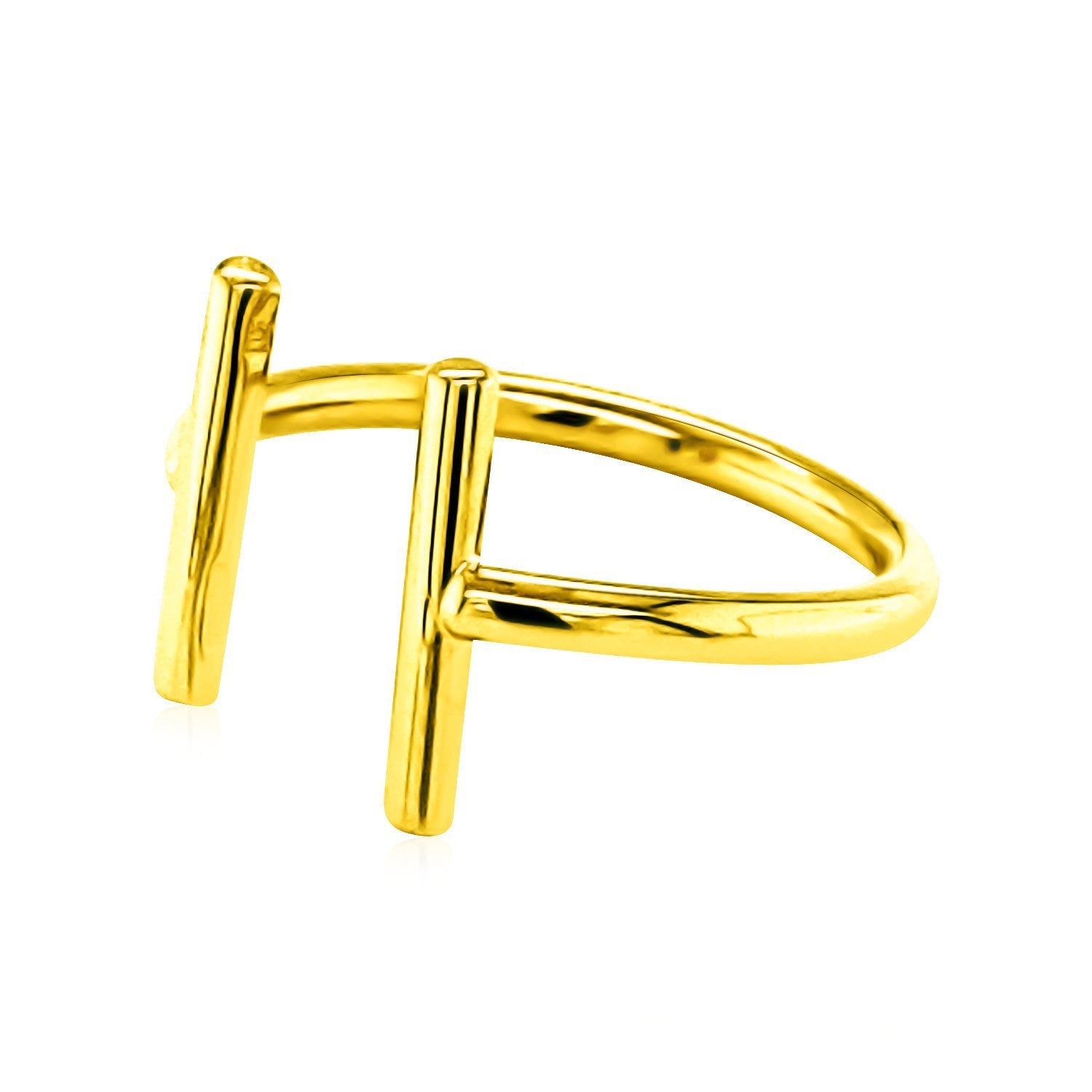 14k Yellow Gold Open Ring with Bars by Bids.com
