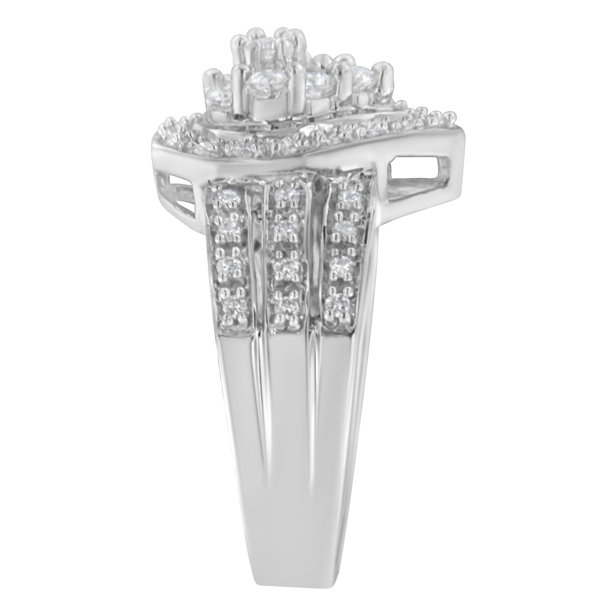 10K White Gold Round Cut Diamond Teardrop Ring (1/2 Cttw, H-I Color, SI2-I1 Clarity) - Size 6-1/2 by Bids.com