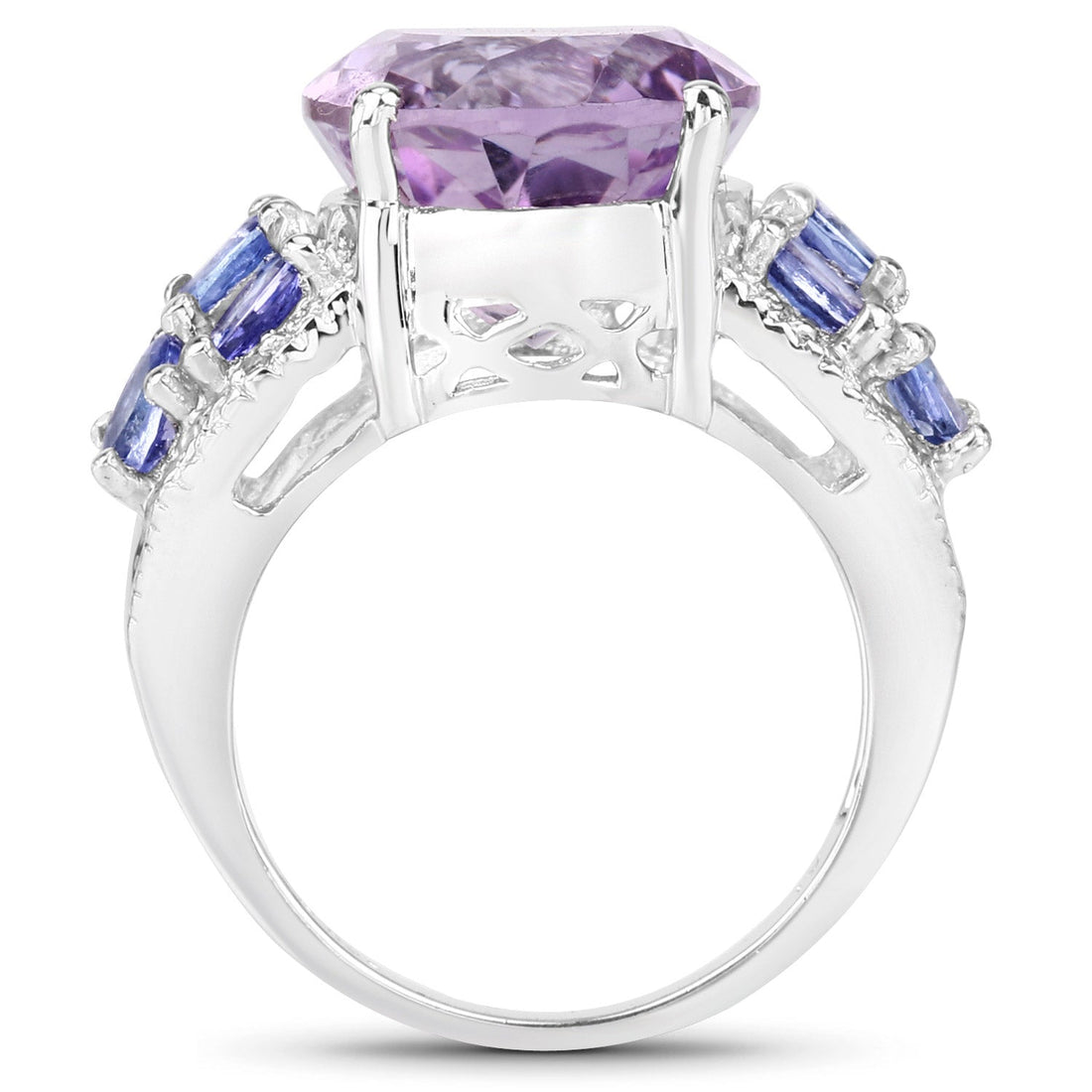 6.62 Carat Genuine Amethyst, Tanzanite and White Topaz .925 Sterling Silver Ring by Bids.com