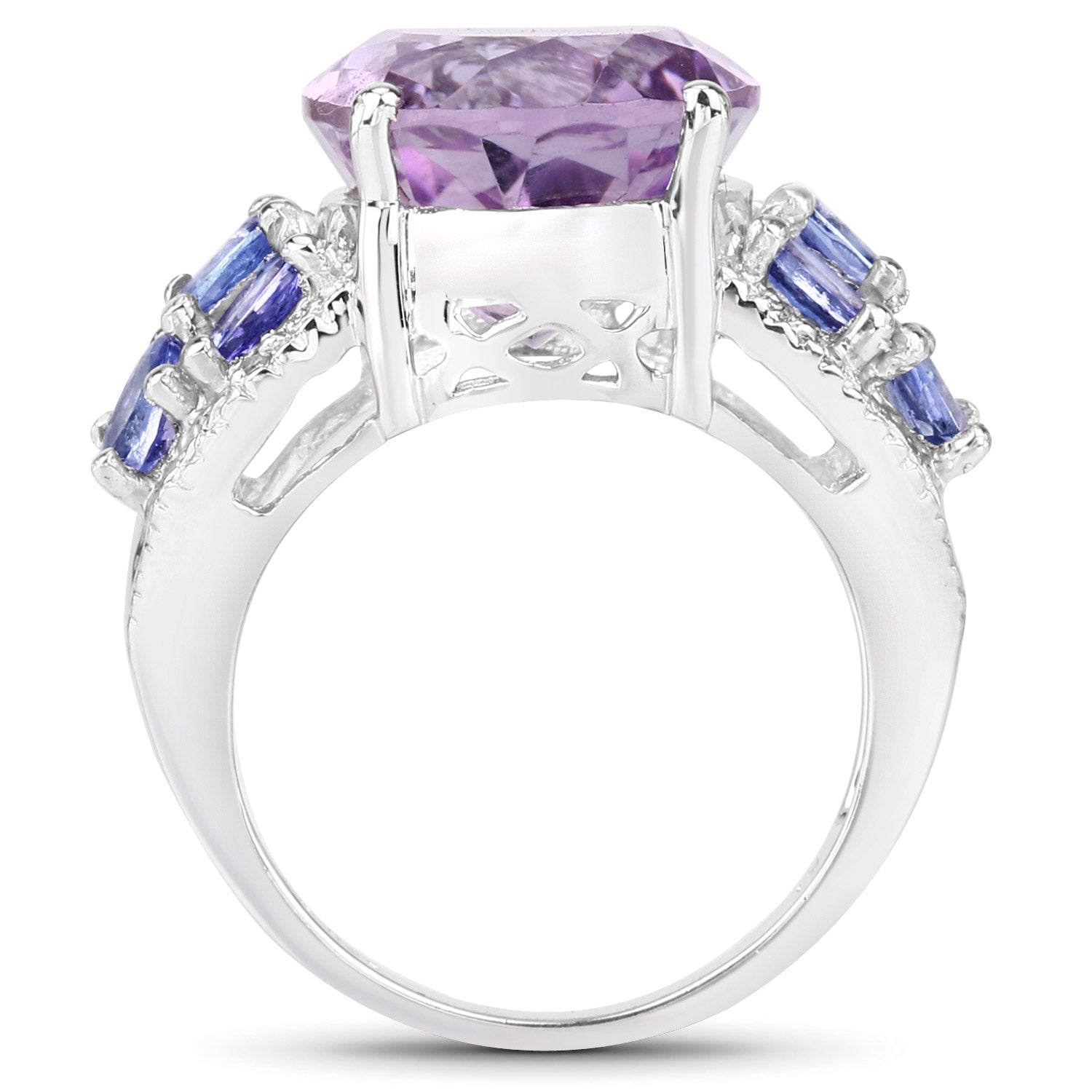 6.62 Carat Genuine Amethyst, Tanzanite and White Topaz .925 Sterling Silver Ring by Bids.com