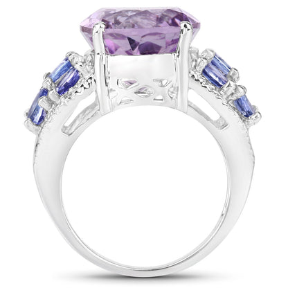 6.62 Carat Genuine Amethyst, Tanzanite and White Topaz .925 Sterling Silver Ring by Bids.com