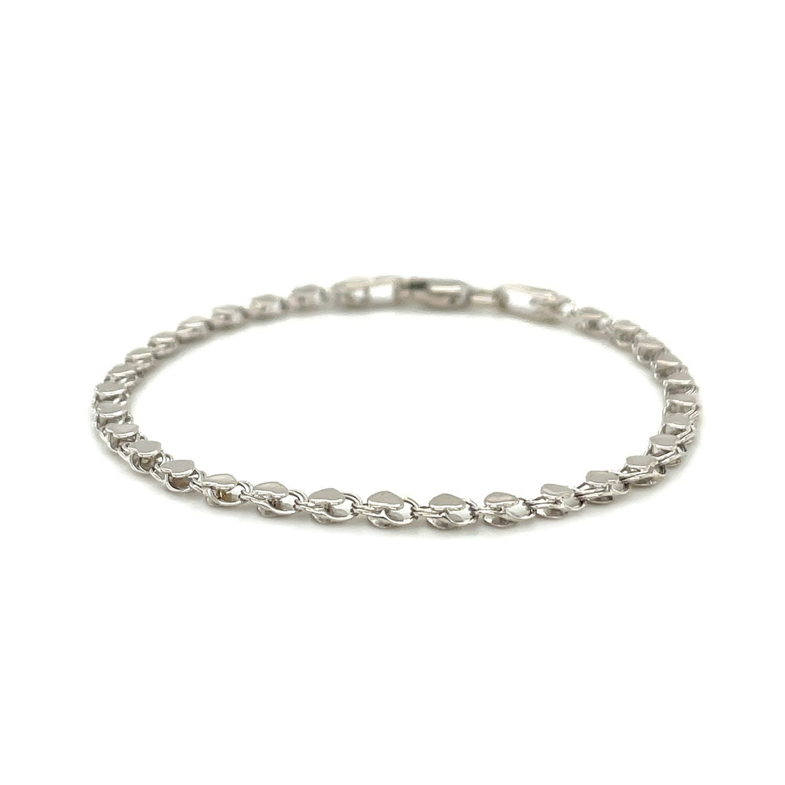 2.9mm 14k White Gold Heart Bracelet by Bids.com