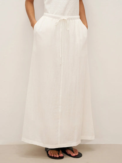 Linen Elastic Waist Drawstring Maxi Skirt NINA by LINTICO