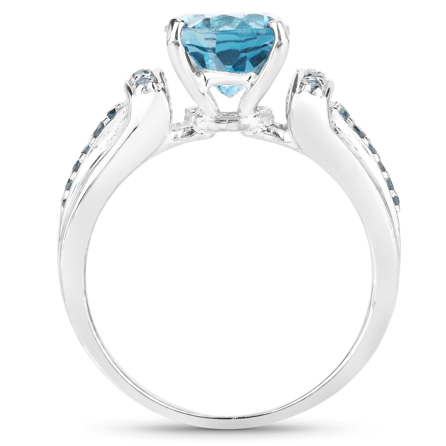 2.72 Carat Genuine London Blue Topaz and Blue Diamond .925 Sterling Silver Ring by Bids.com