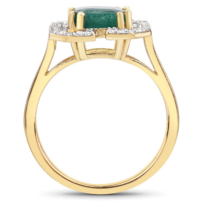 2.55 Carat Dyed Emerald and White Topaz .925 Sterling Silver Ring by Bids.com