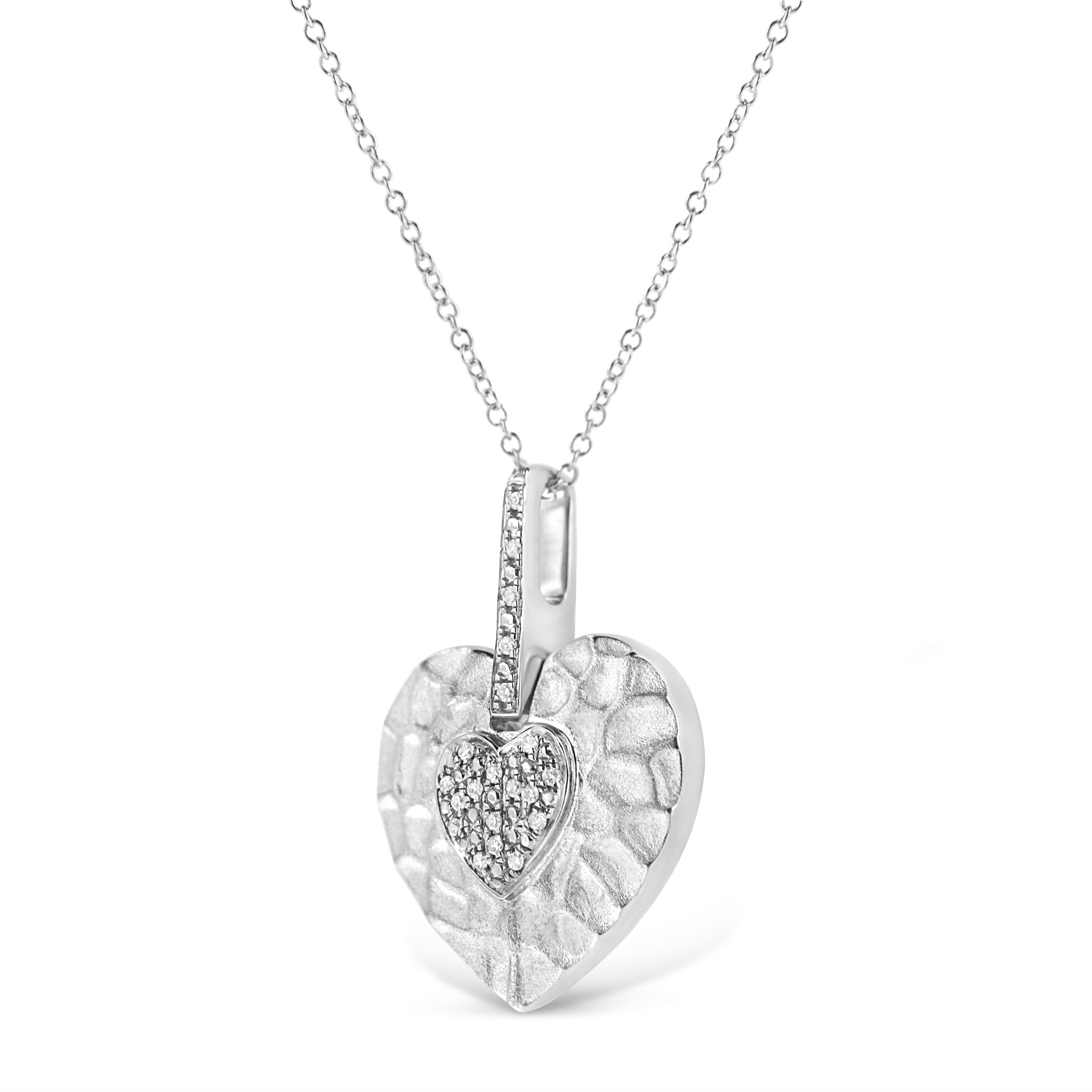 .925 Sterling Silver Pave-Set Diamond Accent Heart Shape 18" Pendant Necklace (I-J Color, I1-I2 Clarity) by Bids.com