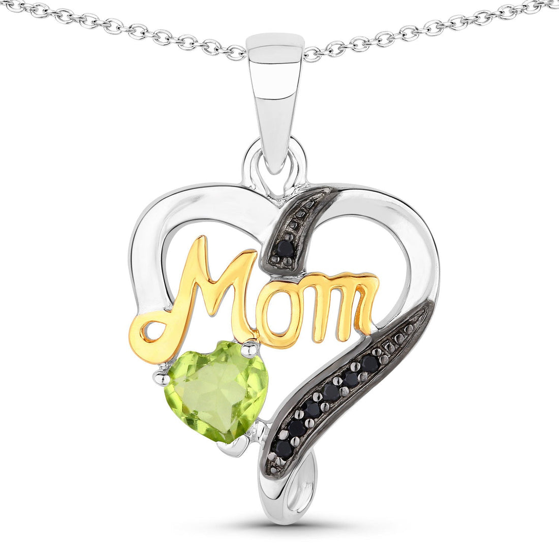 0.49 Carat Genuine Peridot and Black Spinel .925 Sterling Silver Pendant by Bids.com